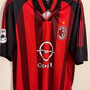 AC Milan Red & Black Striped Soccer Jersey